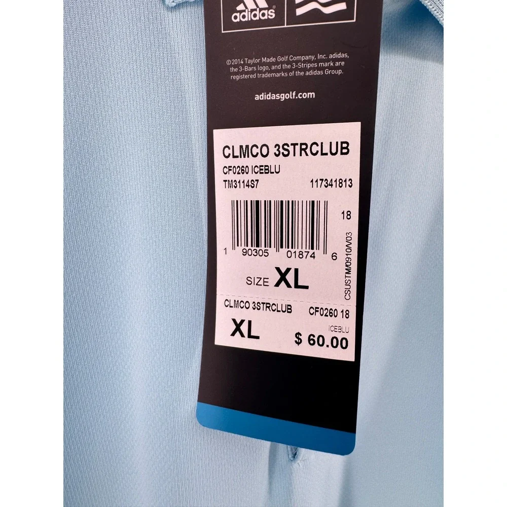 adidas ClimaCool Golf Polo Shirt Mens XL Ice Blue Performance Athletic Golf